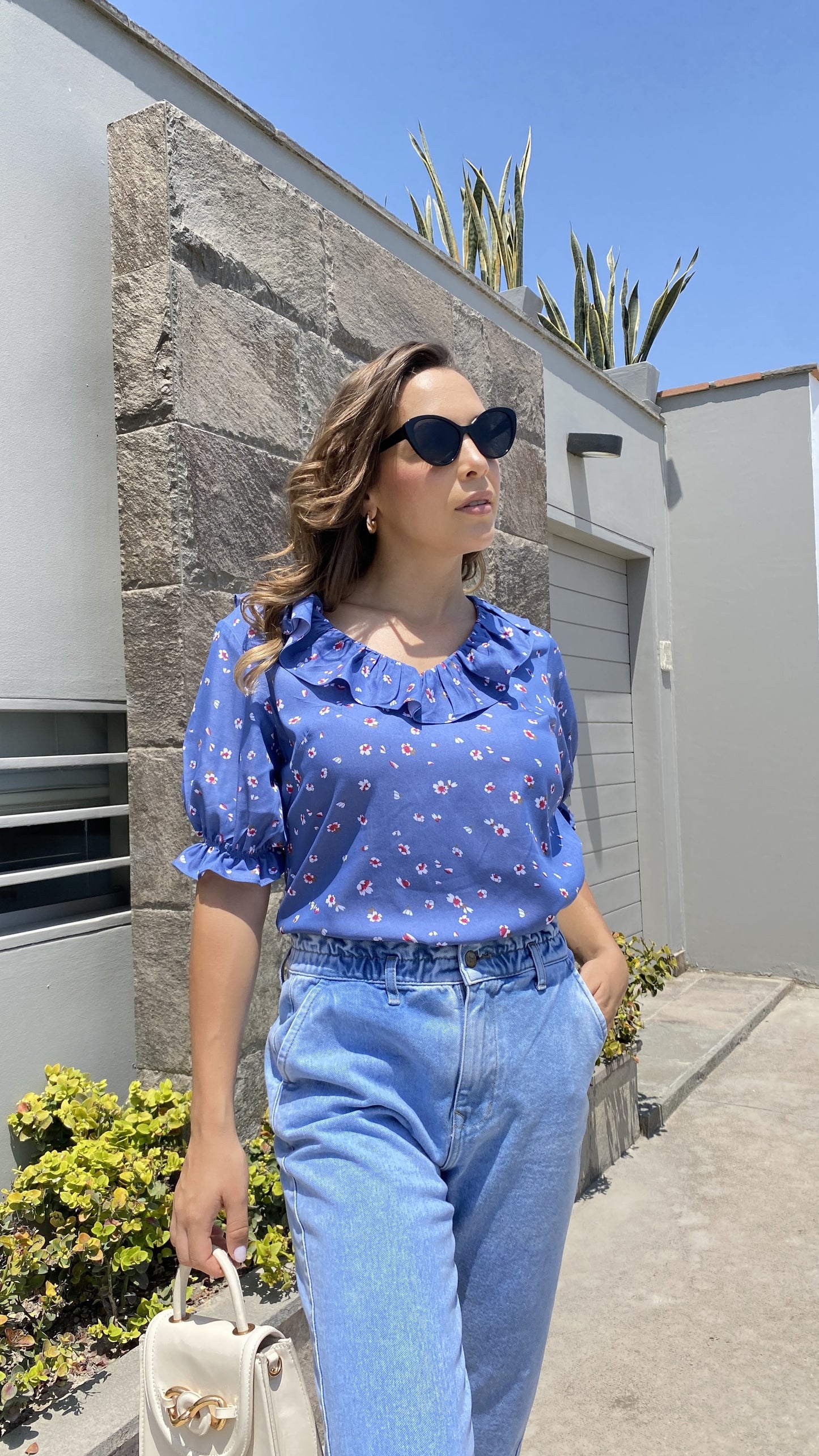 Blusa Tencel Celeste