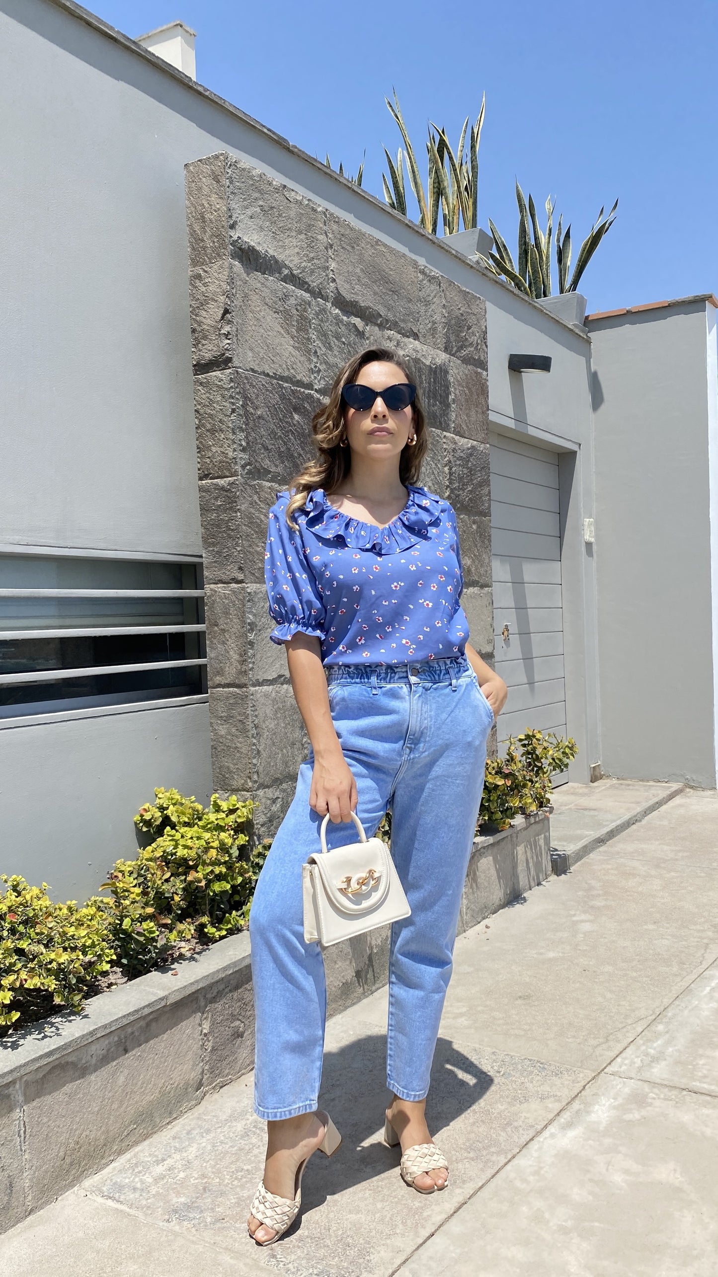 Blusa Tencel Celeste