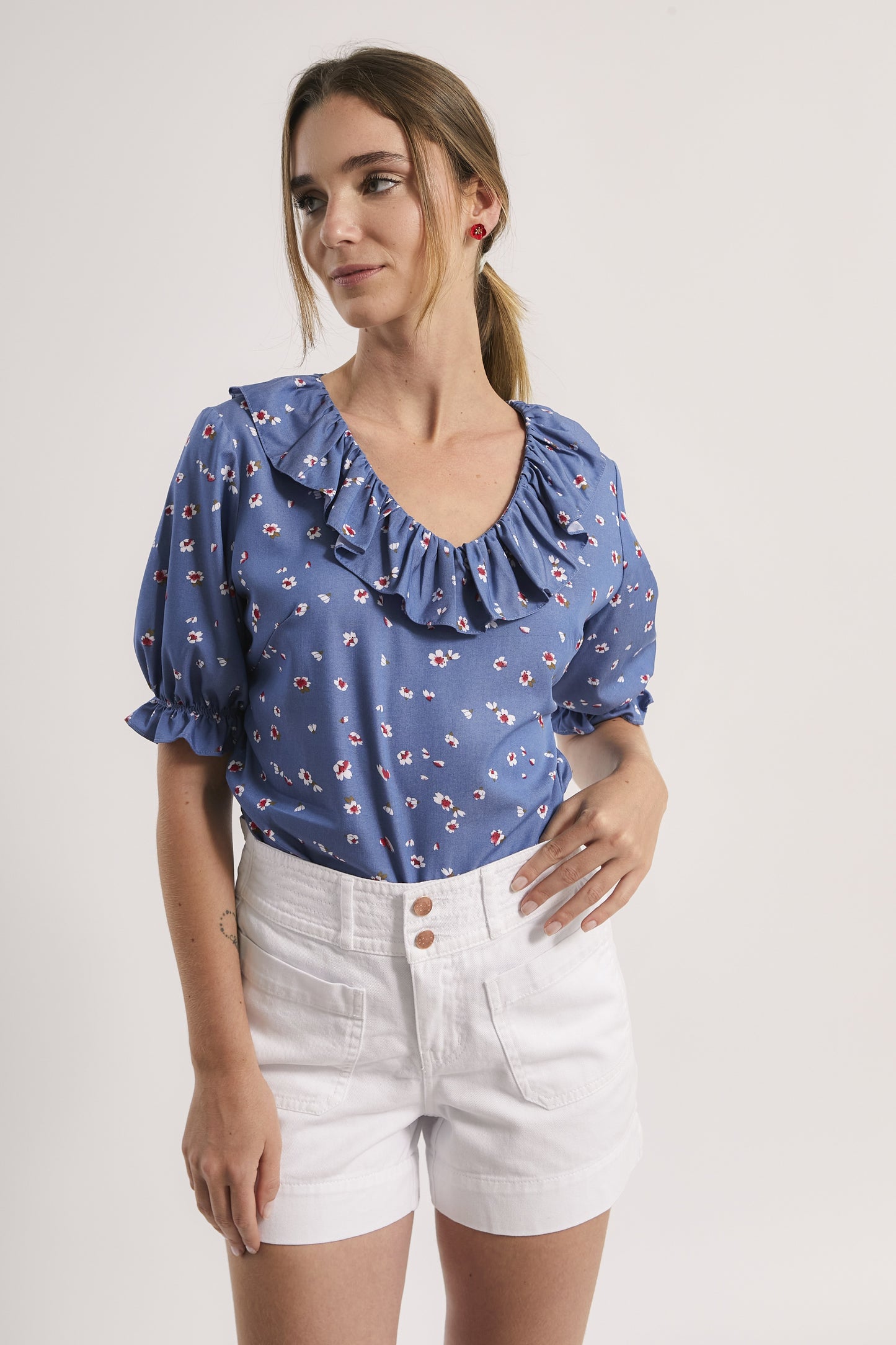 Blusa Tencel Celeste